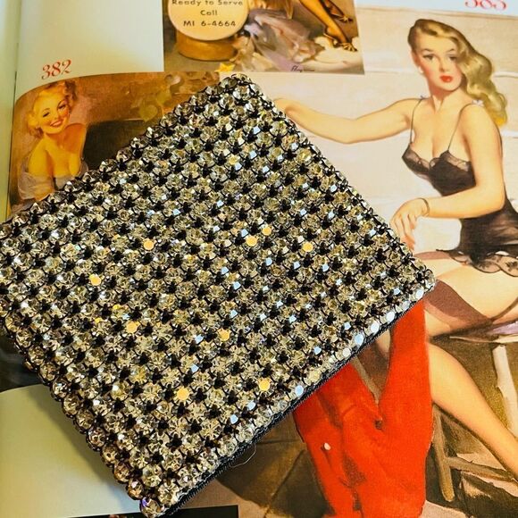 ♥️ VERY RARE 1940/50s Vintage Austrian crystal rhinestone billfold/wallet - Picture 7 of 11